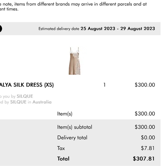 ANTALYA SILK DRESS (XS)
Sold to you by SILQUE
Fulfilled by SILQUE in Australia - Picture 9 of 9